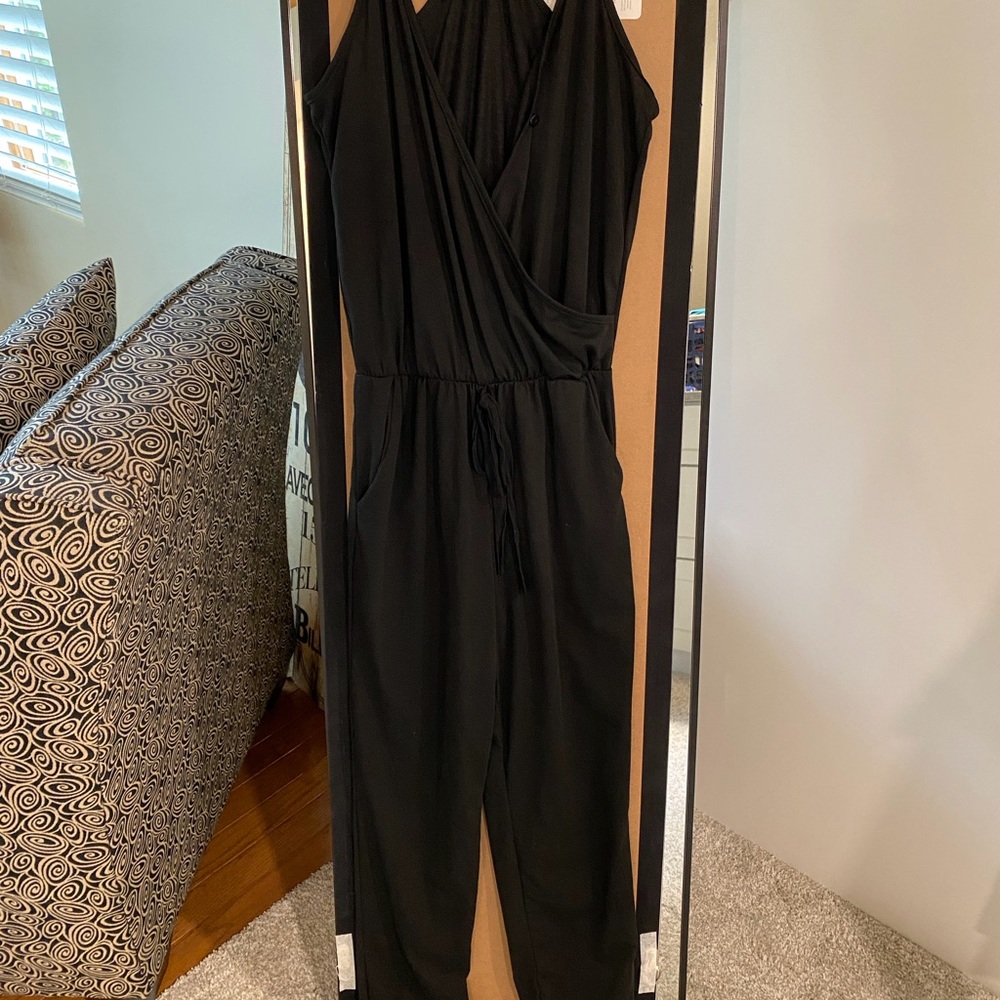 Black sleeveless jumpsuit